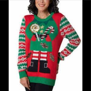 Nwt To Be Jolly Holiday Sweater Sequin Candy Elf, XXL